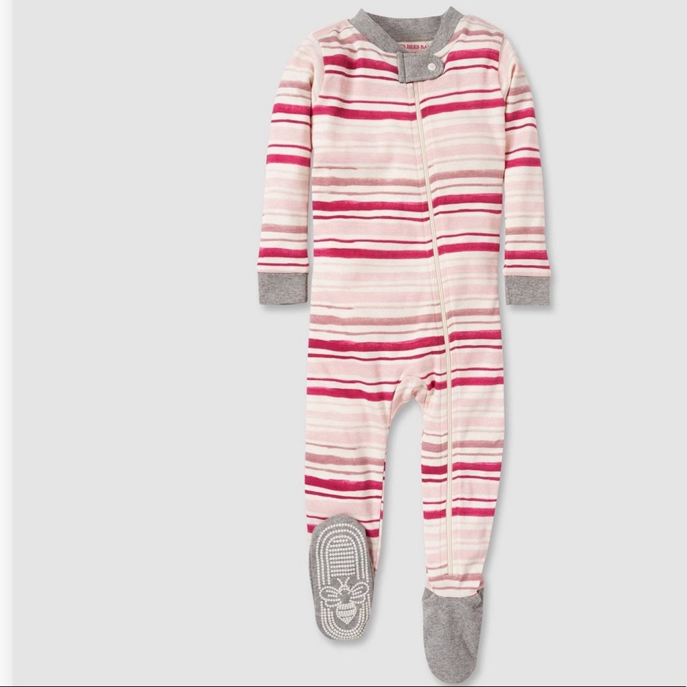 NWT Burt’s Bees Baby pink stripe sleeper